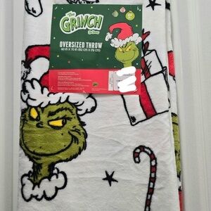 💚Dr Seuss The Grinch Christmas Holiday Candy Canes Throw Blanket